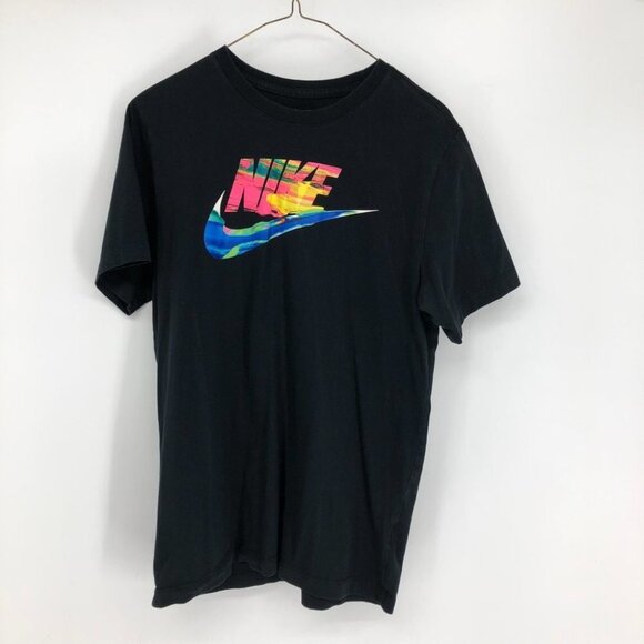 Nike Black Sportswear Short sleeve Tee Spring Break Hybrid  multicolored logo M - Picture 2 of 11